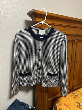 Voyelles Vintage Houndstooth Boxy Blazer Jacket Size 16